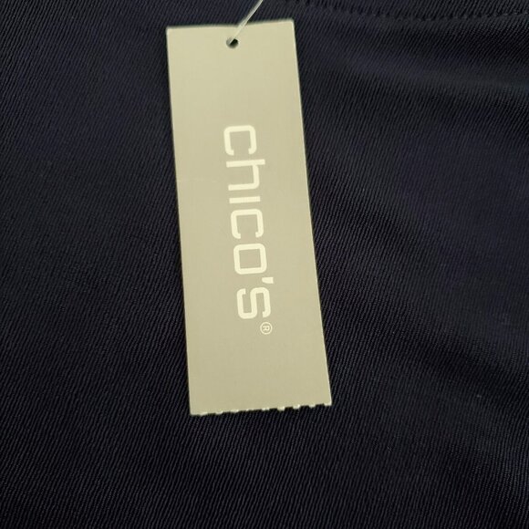 Chicos Travelers Womens Cut Out Beaded Shoulder Tunic Top Size 3 US XL Slinky - Picture 7 of 11